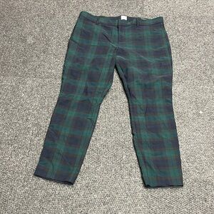 Gap Signature Holiday Skinny Ankle Dress Pant Sz 14 Navy/Green Plaid EUC